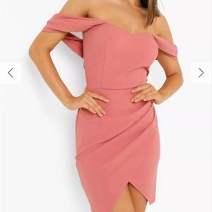 Off the shoulder midi dress dusty rose